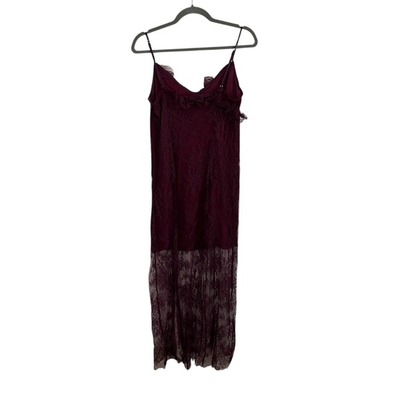 Urban Outfitters UO Real Love Lace Dress with Slit Plum Burgundy-NWT-Size Large - Picture 4 of 12